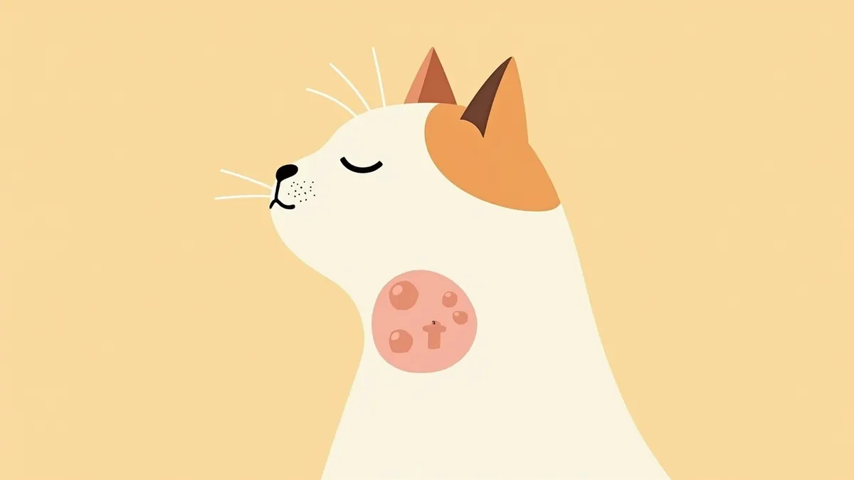 고양이 목 부위의 림프절이 보이는 근접 사진