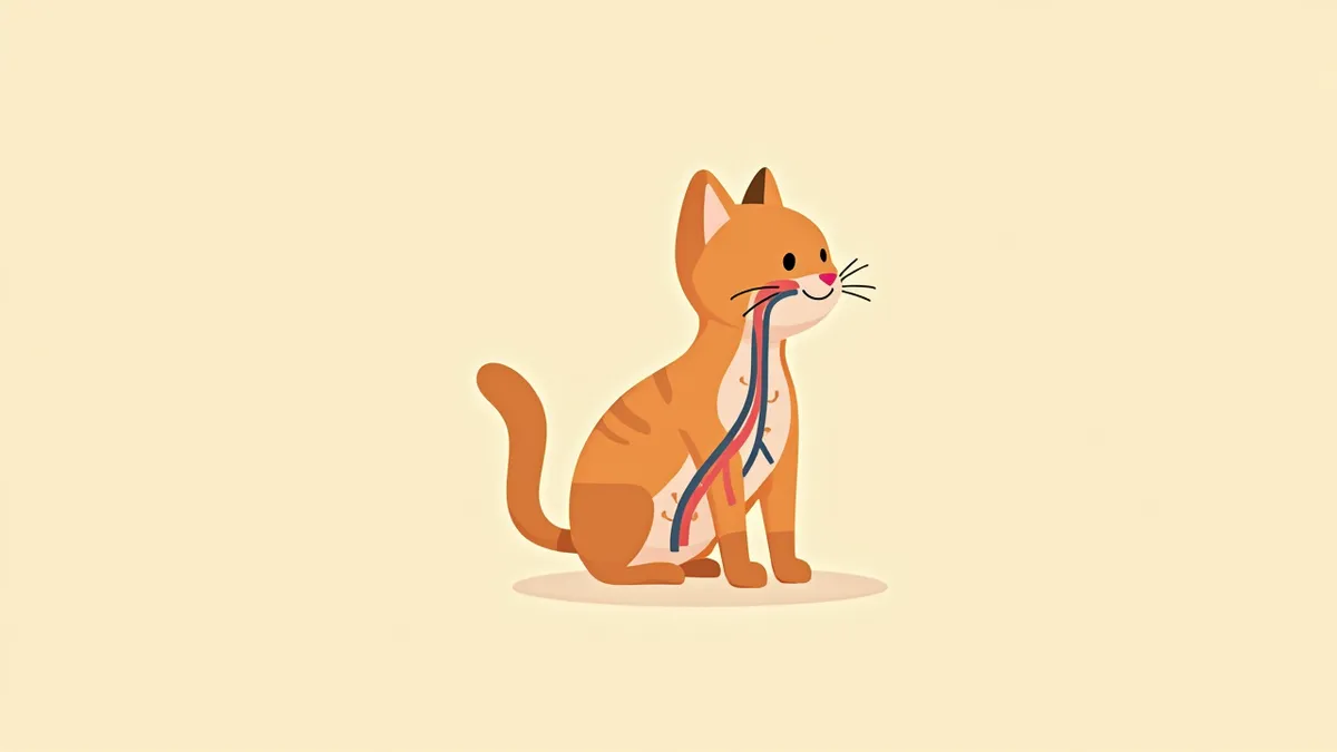 고양이 림프계 구조를 보여주는 의학 일러스트