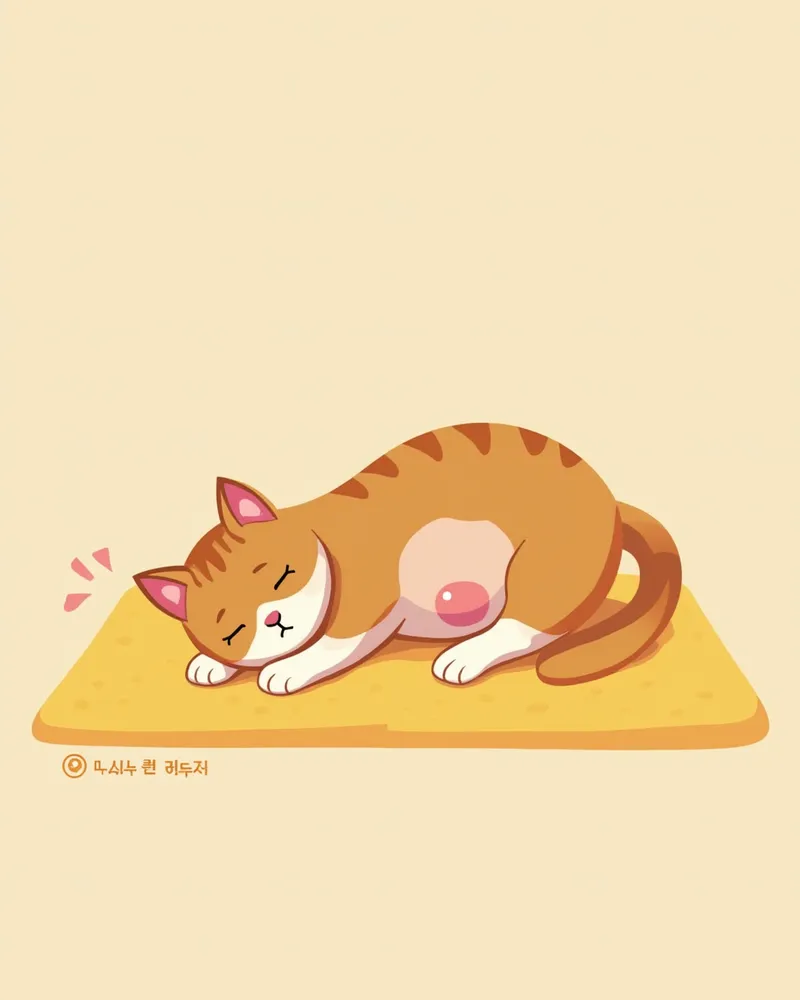 복부가 부은 고양이의 모습