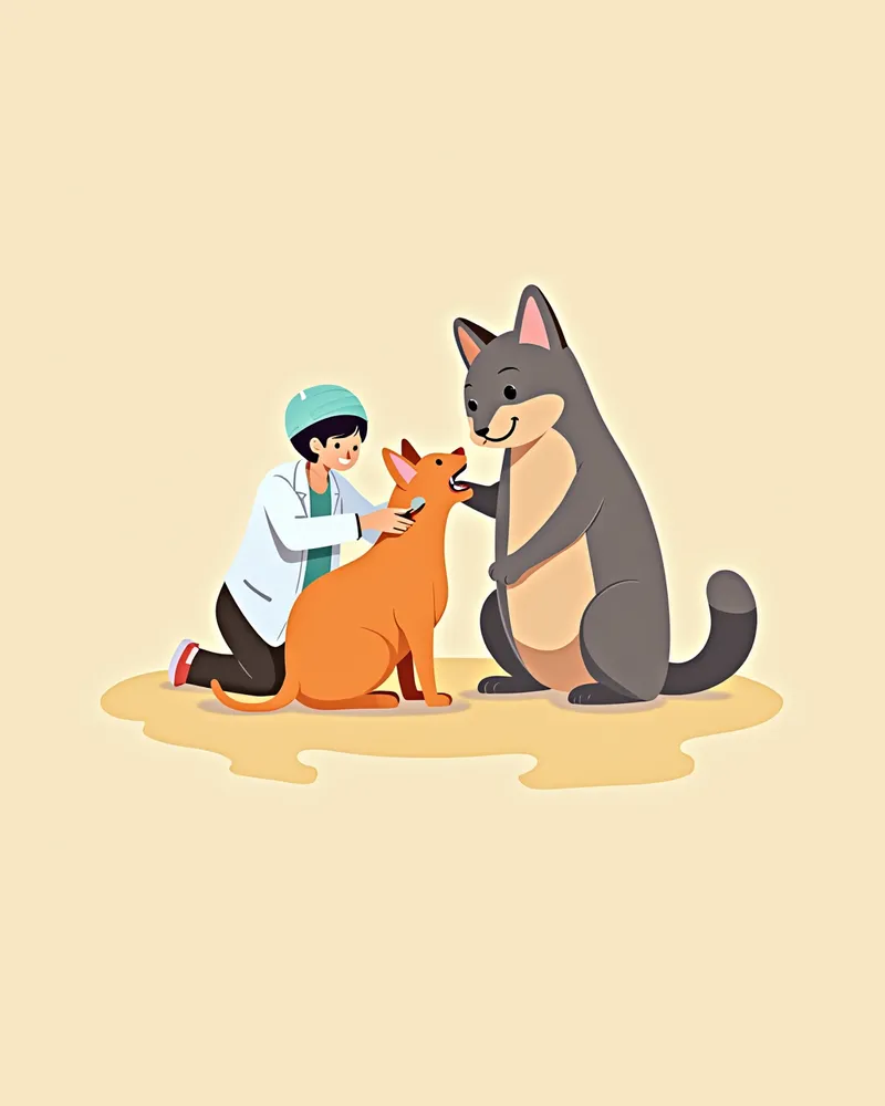 수의사가 고양이의 입을 검사하는 모습