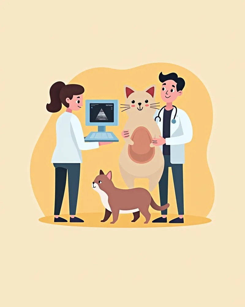 고양이 유선 초음파 검사 장면