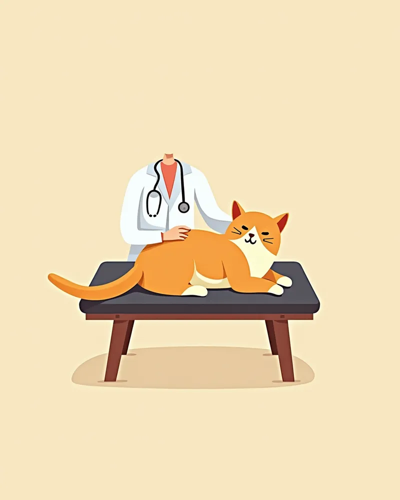 수의사가 고양이 유선을 만지며 검사하는 장면