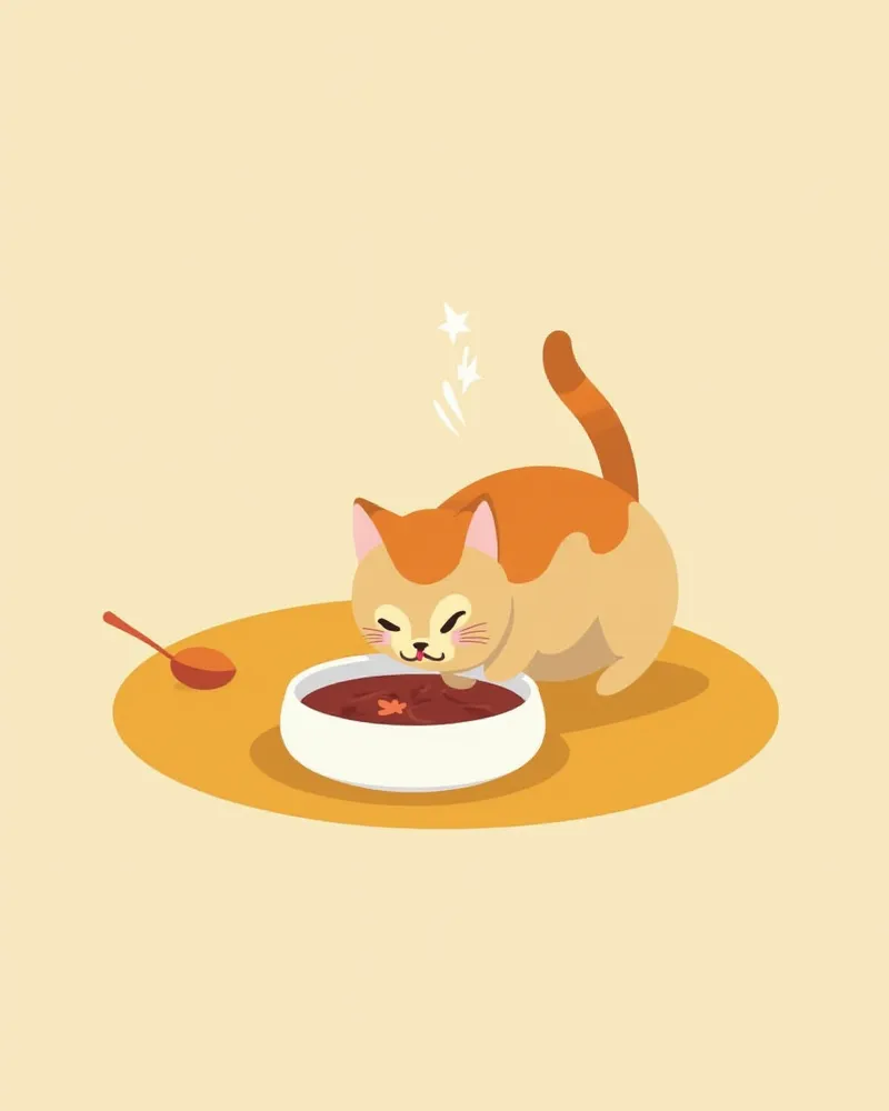 습식 사료와 물을 함께 먹는 고양이