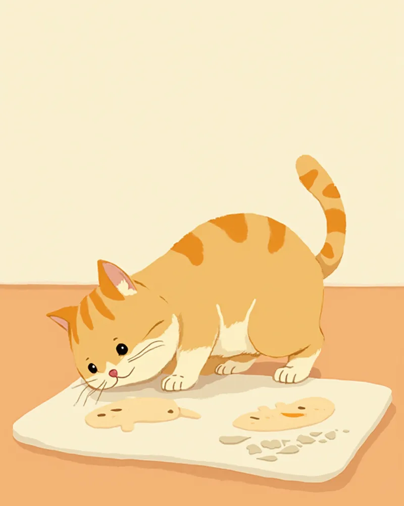 다른 고양이 냄새가 묻은 담요를 호기심 있게 킁킁거리는 고양이