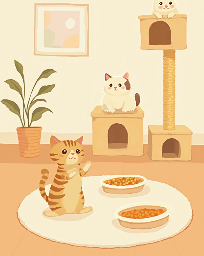 화장실 여러 개, 개별 밥그릇, 캣타워, 은신처가 갖춰진 다묘 가정