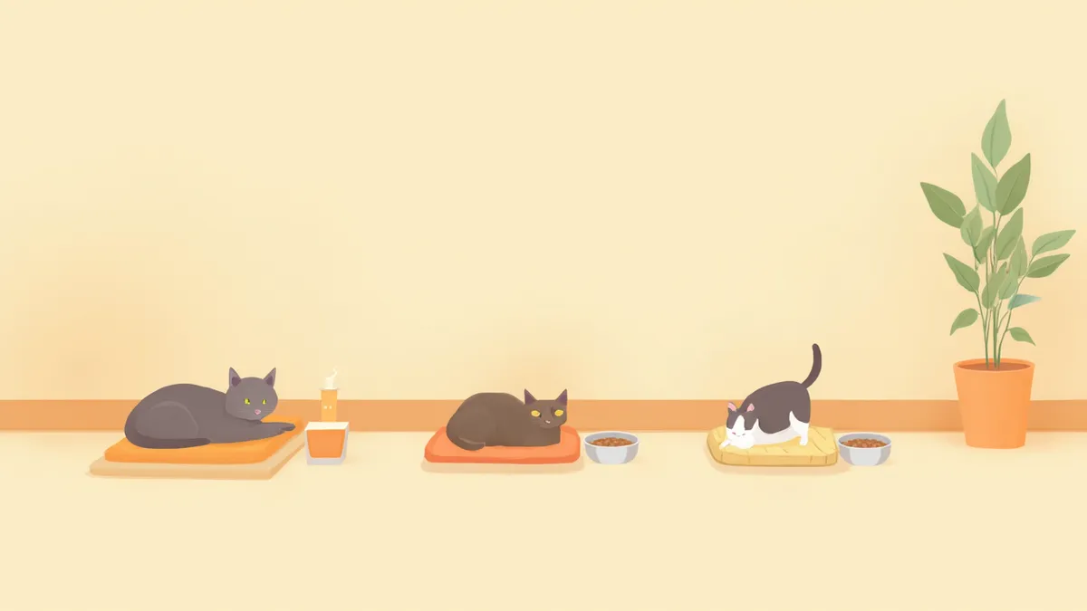 각자의 공간에서 편안하게 쉬는 두 마리 고양이