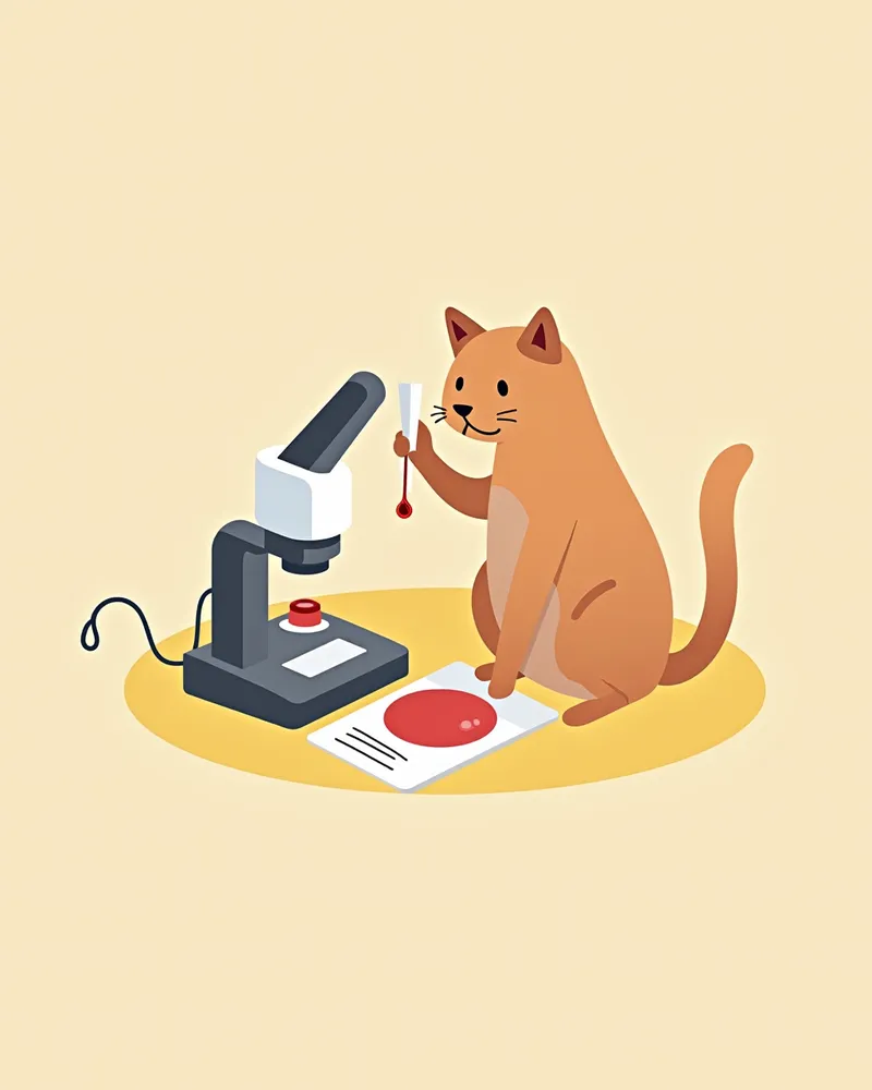 고양이 혈액 검사 중인 수의사
