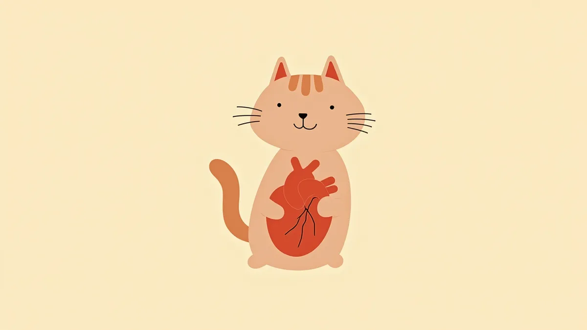 염증이 있는 고양이 심장 근육을 강조한 의학 일러스트