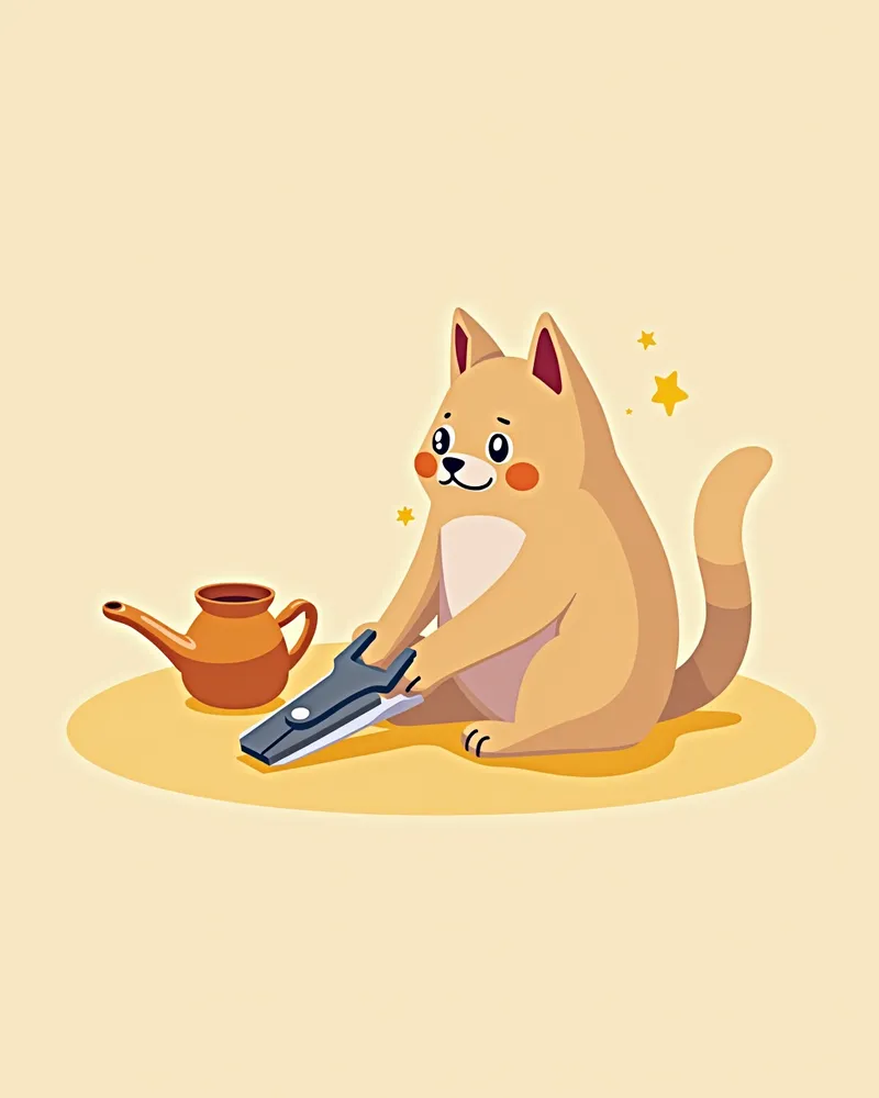 수의사가 고양이 발톱을 자르는 모습