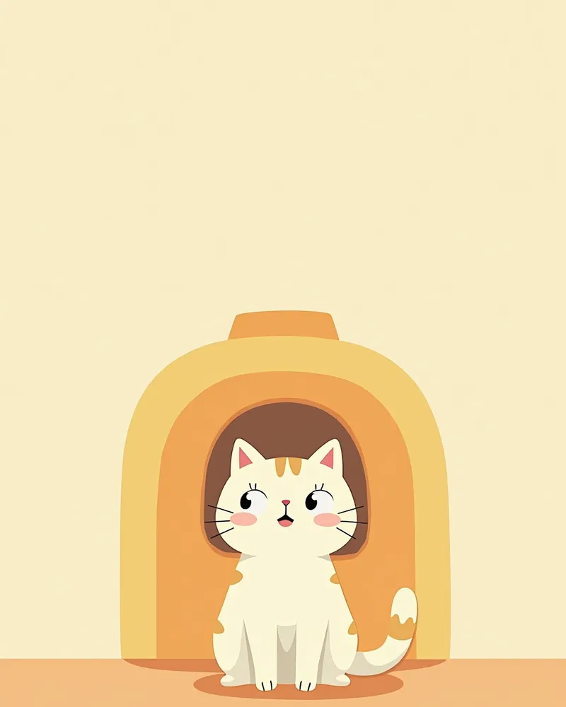 화장실 앞에서 걱정하는 표정을 짓는 고양이