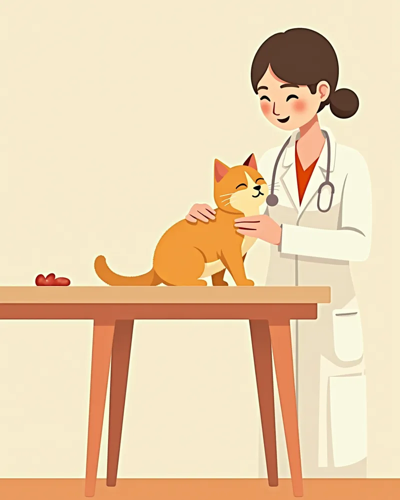 수의사에게 건강검진을 받는 아기 고양이