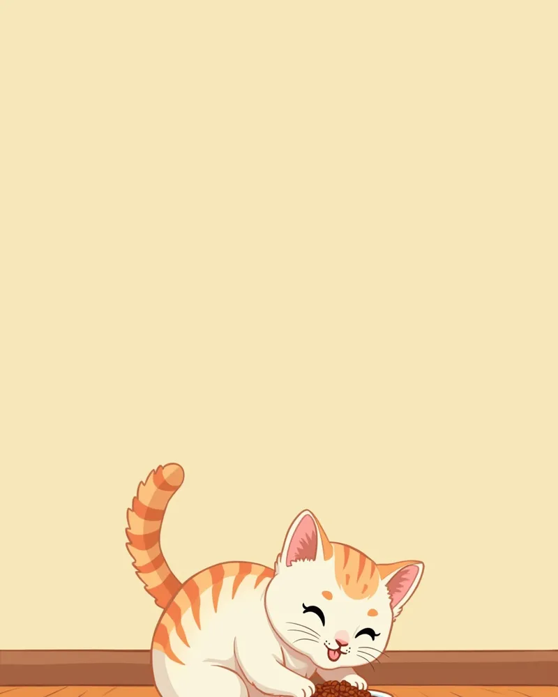 전용 사료를 먹는 아기 고양이