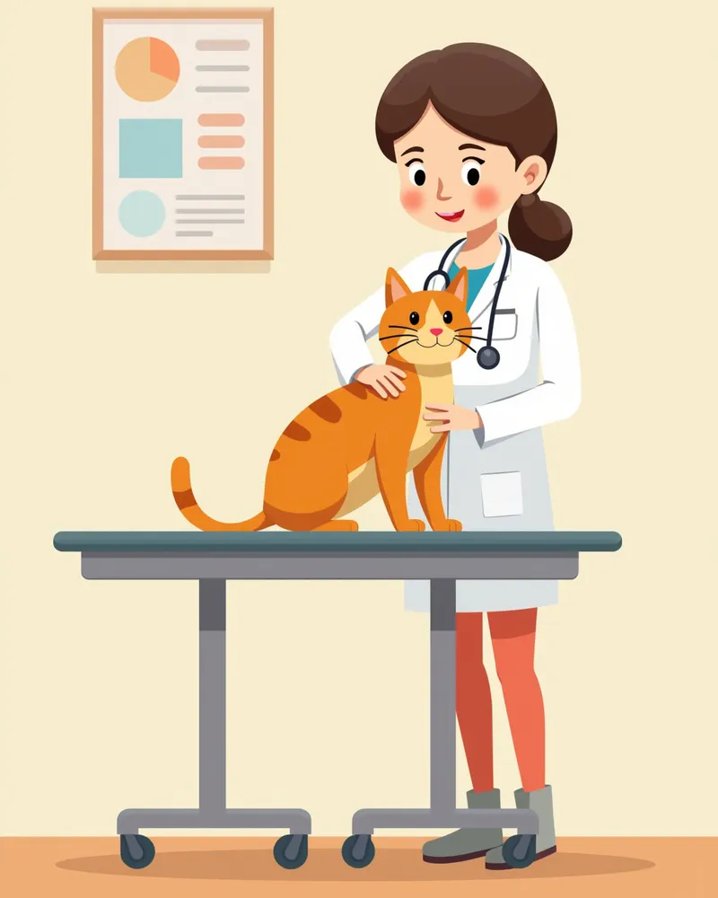 동물병원에서 진찰받는 고양이