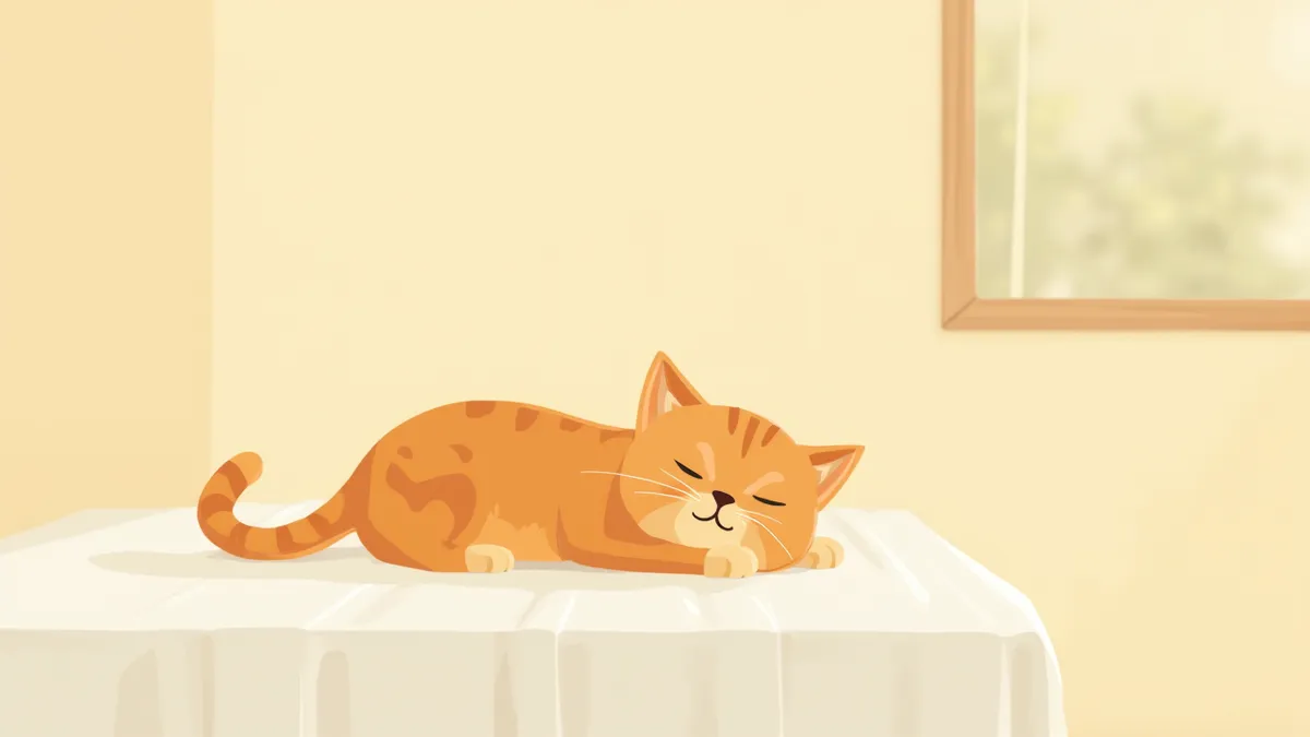 동물병원 진찰실에서 편안히 쉬고 있는 고양이