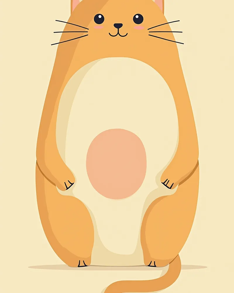고양이 배부분의 지방 축적을 보여주는 해부학적 그림