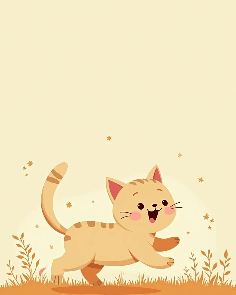 풀밭에서 뛰는 고양이, 주변에 먼지와 식물 조각이 날리는 모습