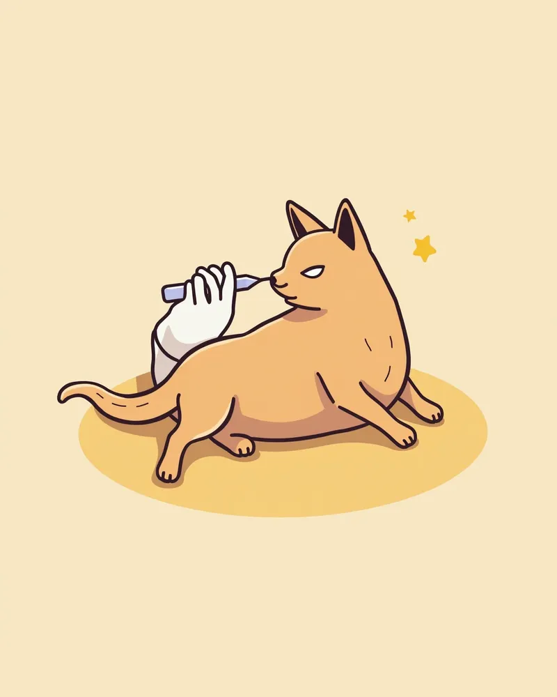 수의사가 고양이 눈에서 이물을 제거하는 모습, 정밀 도구 사용