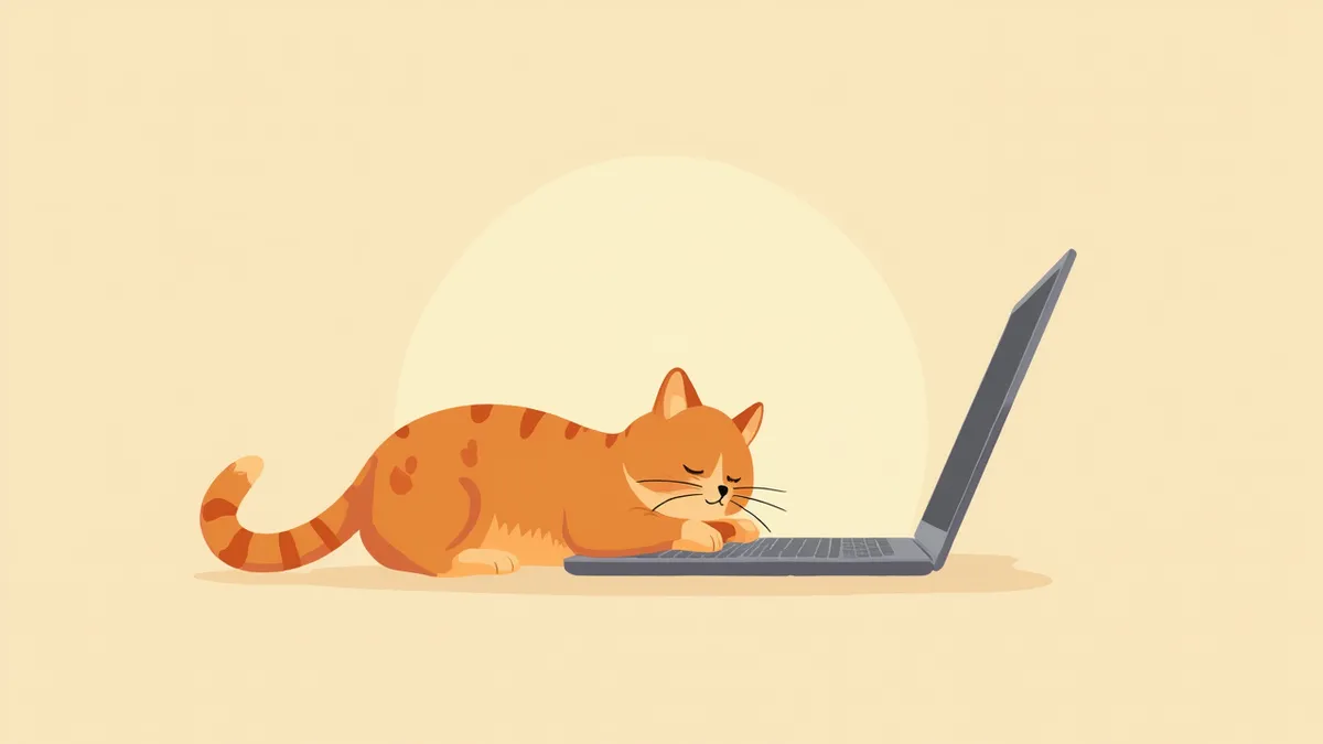 노트북 키보드 위에 누워 있는 고양이