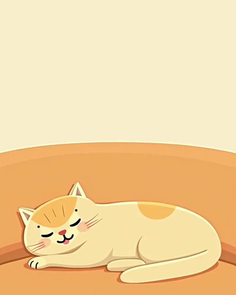 피곤한 표정으로 침대에 누운 고양이, 입이 살짝 벌어짐