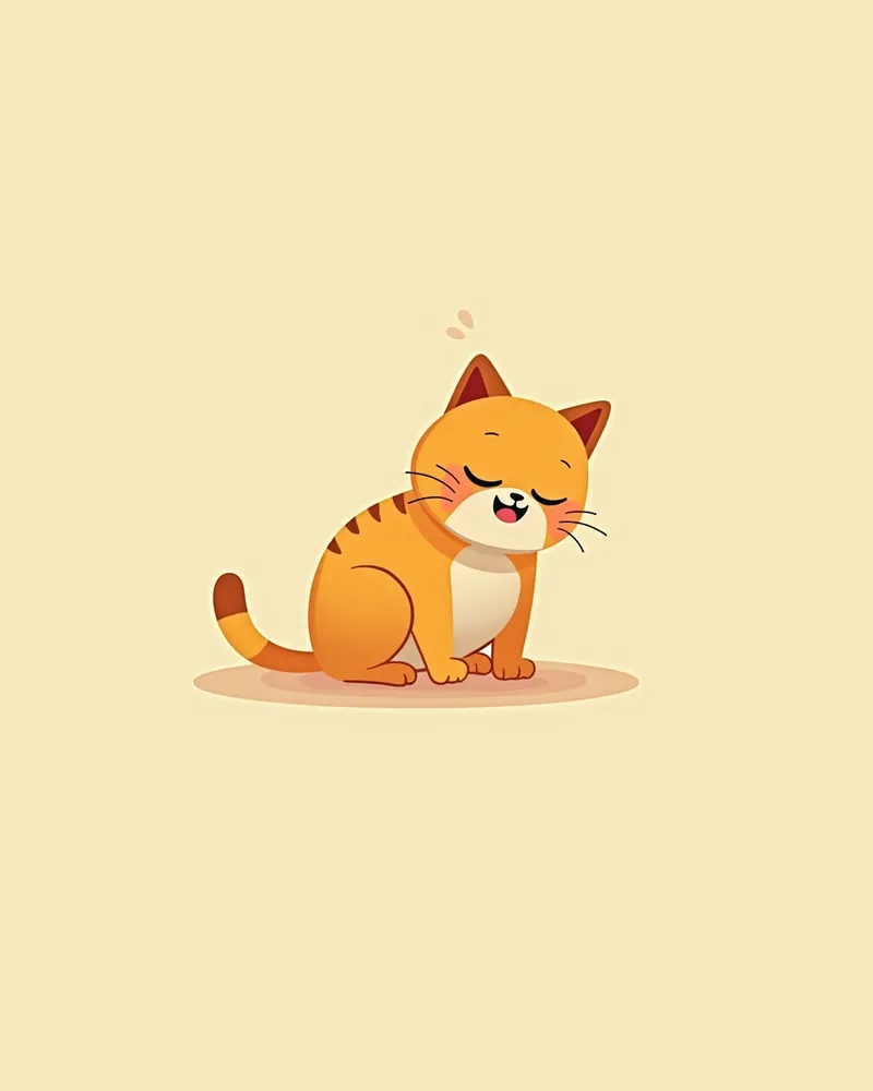 피곤해 보이는 고양이, 머리를 숙이고 입을 약간 벌린 모습