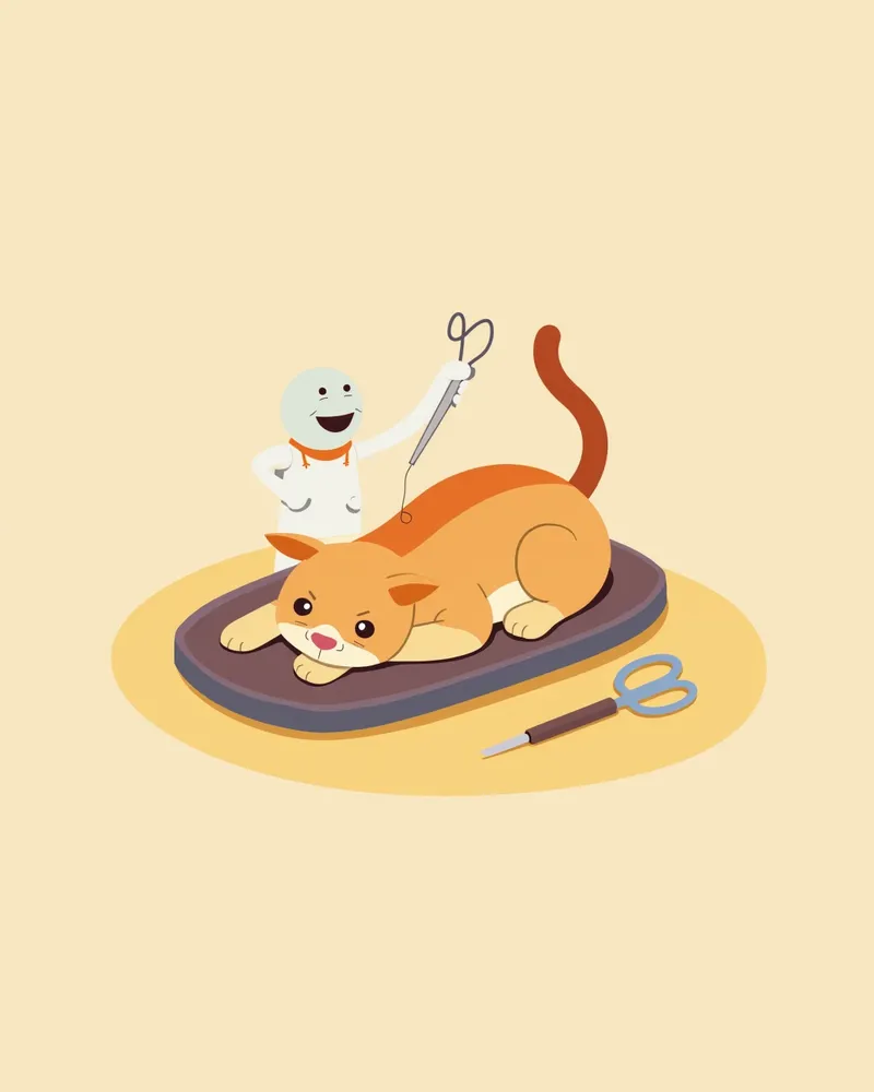 고양이 구강암 수술 중인 모습