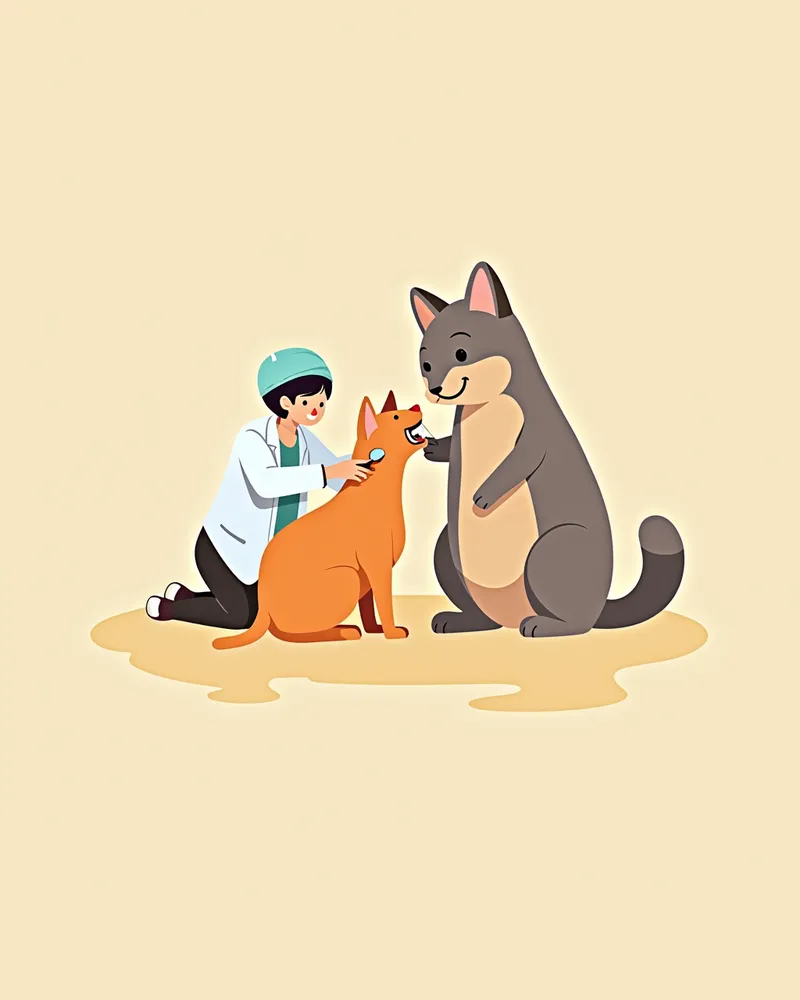 수의사가 고양이의 입을 검사하는 모습