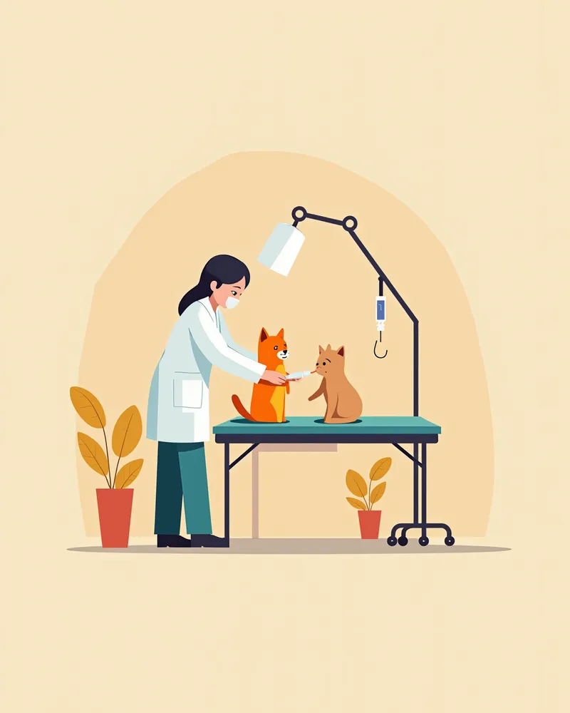 동물병원에서 수액 치료를 받고 있는 고양이