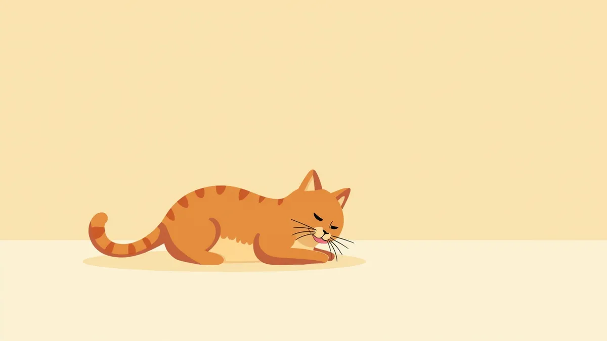 배 부위를 반복적으로 핥고 있는 고양이