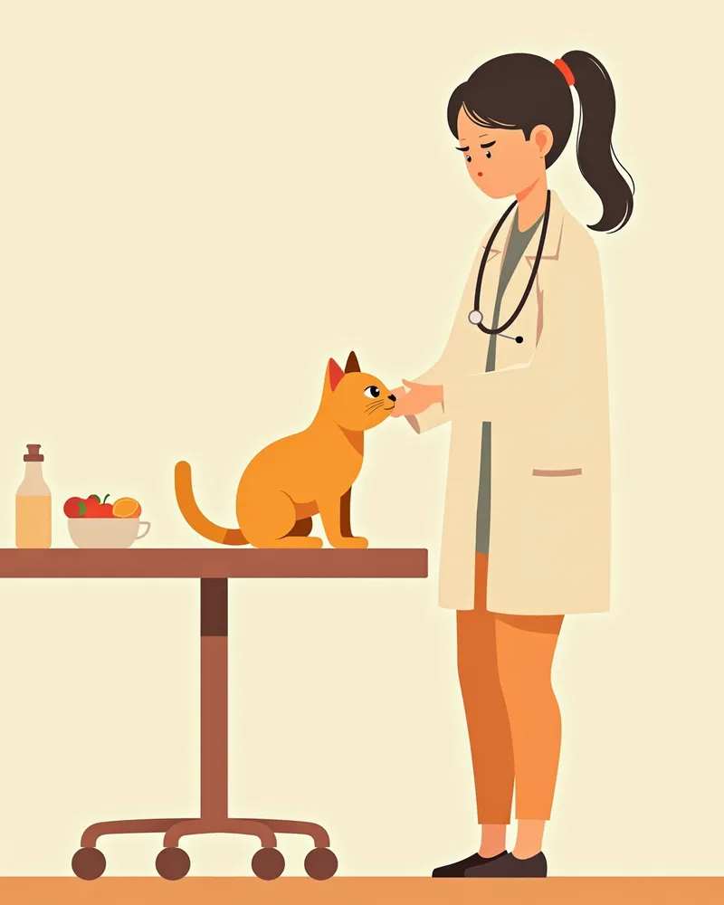 동물병원에서 진찰을 받는 고양이