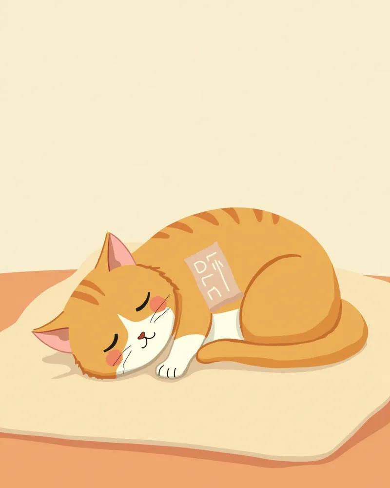 수술 후 집에서 휴식 중인 고양이