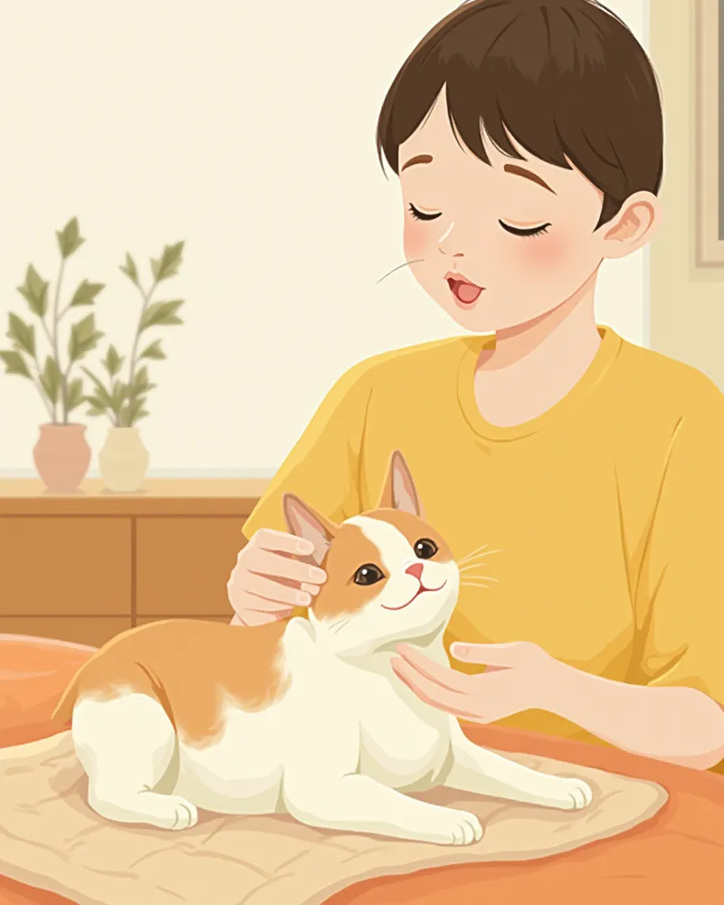 집에서 고양이 잇몸 상태를 확인하는 보호자