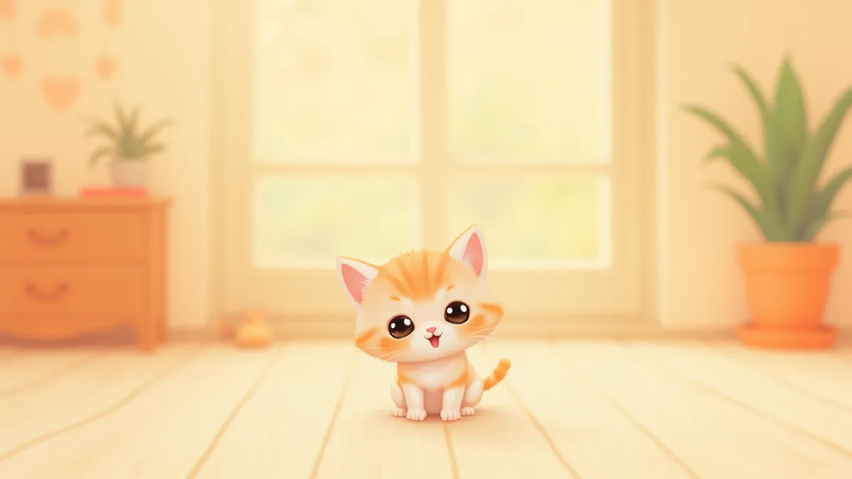 집에서 카메라를 바라보는 새끼 고양이