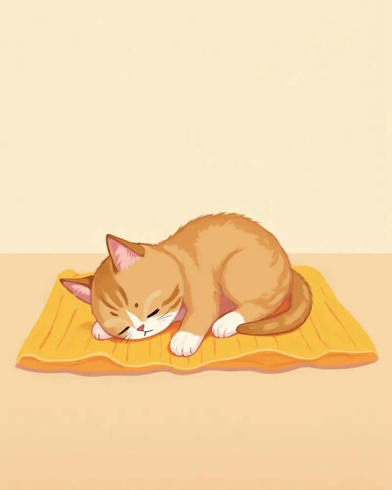 담요 위에 기운 없이 누워 있는 고양이