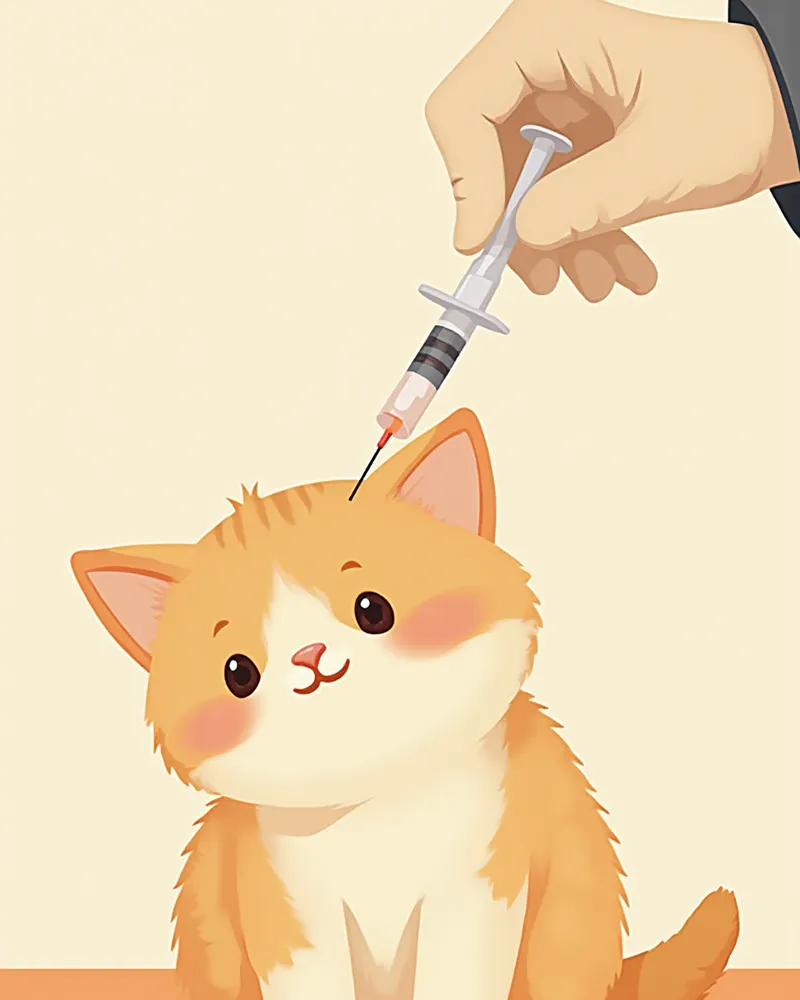 동물병원에서 예방접종을 맞는 새끼 고양이