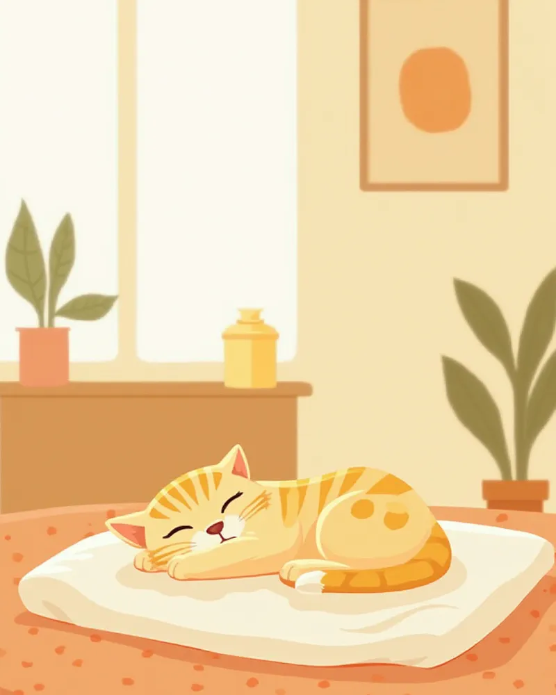 수술 후 집에서 회복 중인 고양이