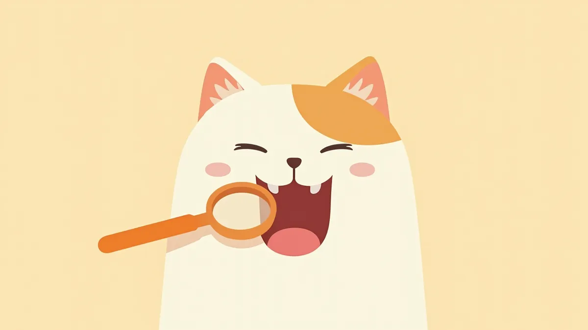 구강 검진을 받는 고양이 일러스트