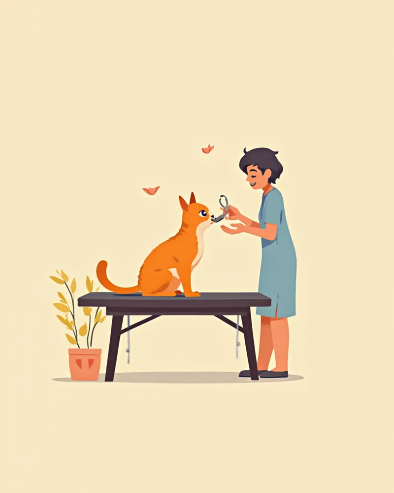 동물병원에서 치과 치료를 받는 고양이 일러스트