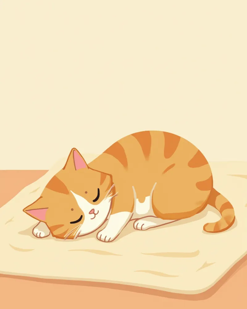 이불 위에서 몸을 떨고 있는 고양이