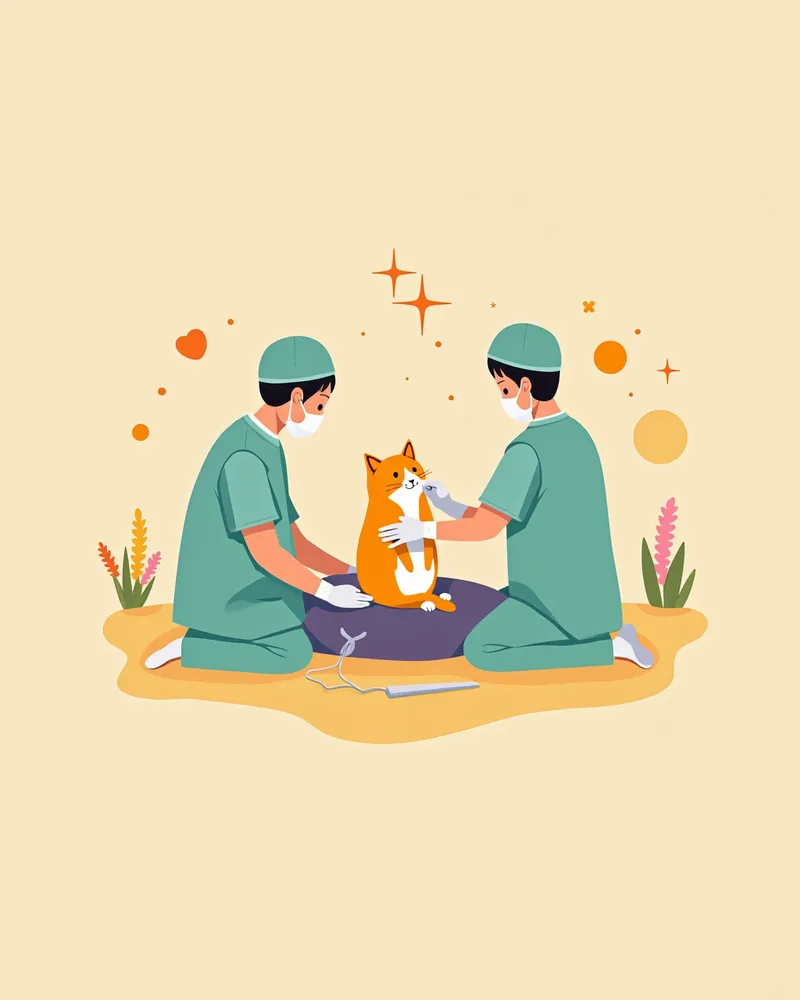고양이 부신수질종양 수술 장면