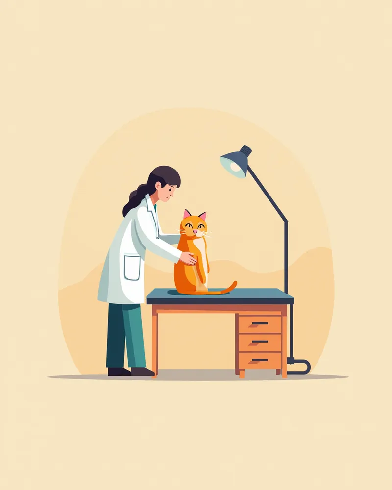 동물병원에서 진찰받는 고양이