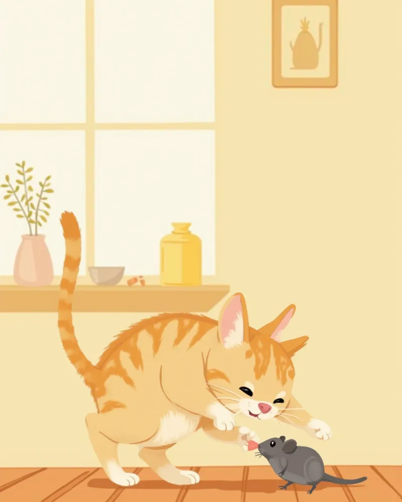 장난감을 덮치는 고양이