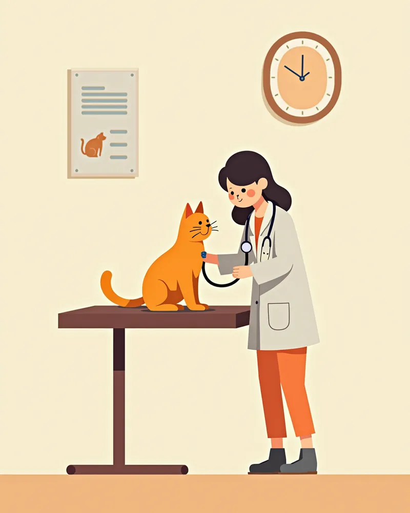 동물병원에서 진료받는 고양이