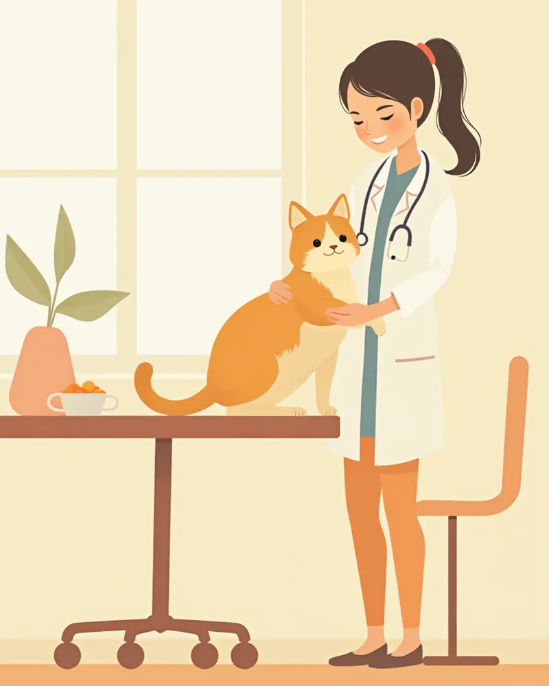 동물병원에서 수의사가 고양이 관절 상태를 진찰하는 모습