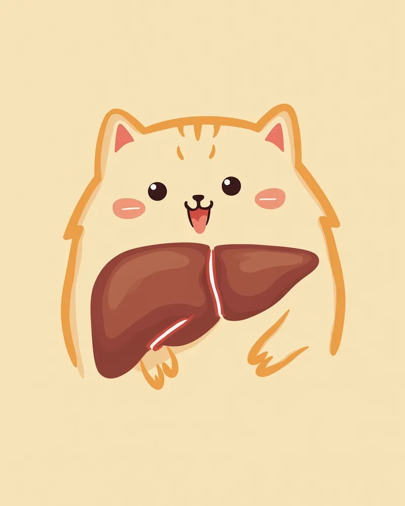고양이 간에 비정상적인 혈관 연결이 보이는 해부도