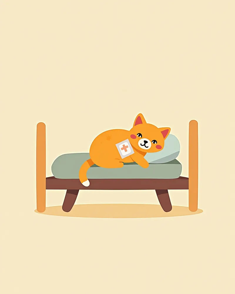 수술 후 회복 중인 고양이의 모습