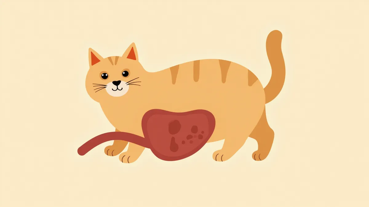 고양이 간의 문맥 단락 수술 교정을 보여주는 해부학적 도면
