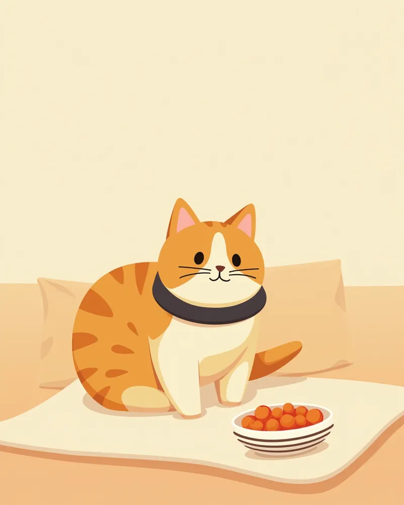 고양이 회복 목걸이 착용 중, 편안한 환경에서 휴식