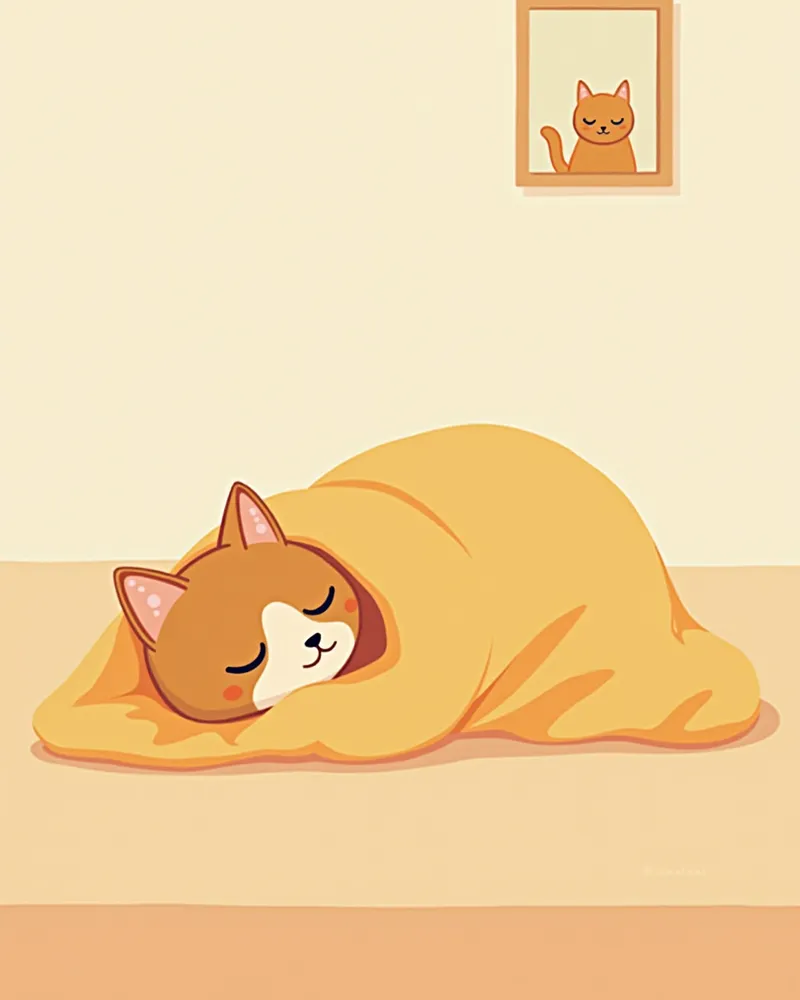 수술 후 첫날 담요에 감싸여 쉬고 있는 고양이
