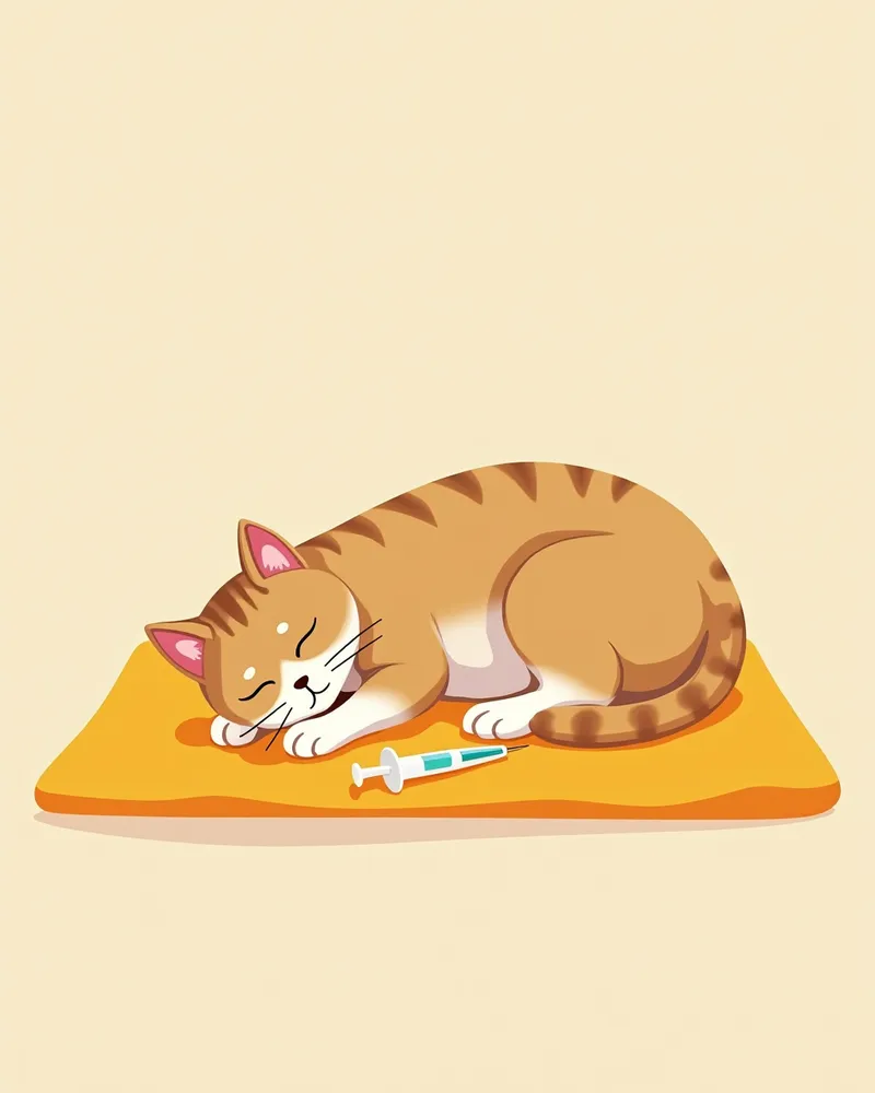 차가운 수건으로 부위를 식히는 고양이