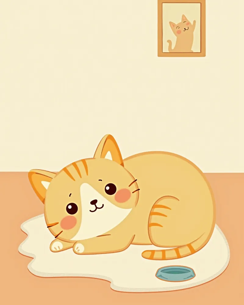 고양이 예방접종 후 가정 관리 장면